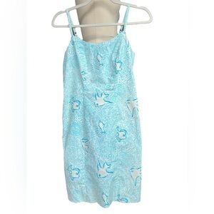 Lilly Pulitzer WHITE LABEL light blue fish dress size 0